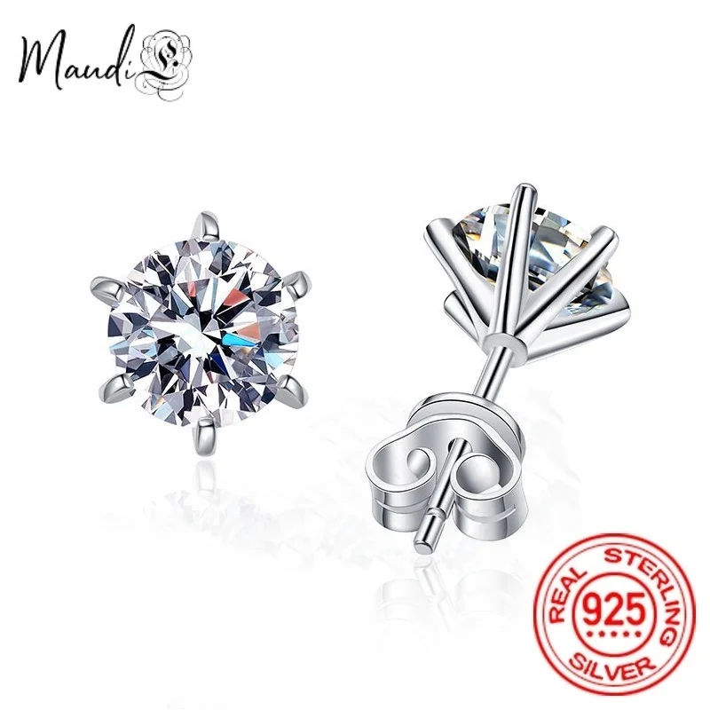 

0.3-2ct GRA Moissanite Stud Earrings for Women Colorless Sparkling Wedding Ear Studs 100% S925 Sterling Silver Jewelry