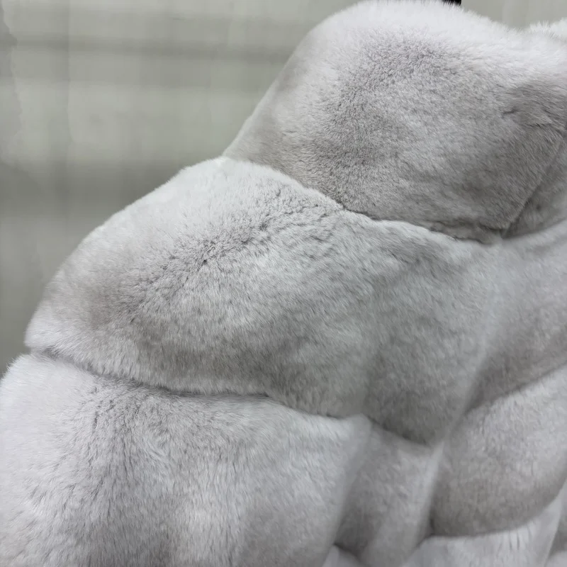New High Quality Real Natural Rex Rabbit Fur Coat for Women Long Sleeves Luxury Fur Coat Thick Warm Outerwear Female Jackets