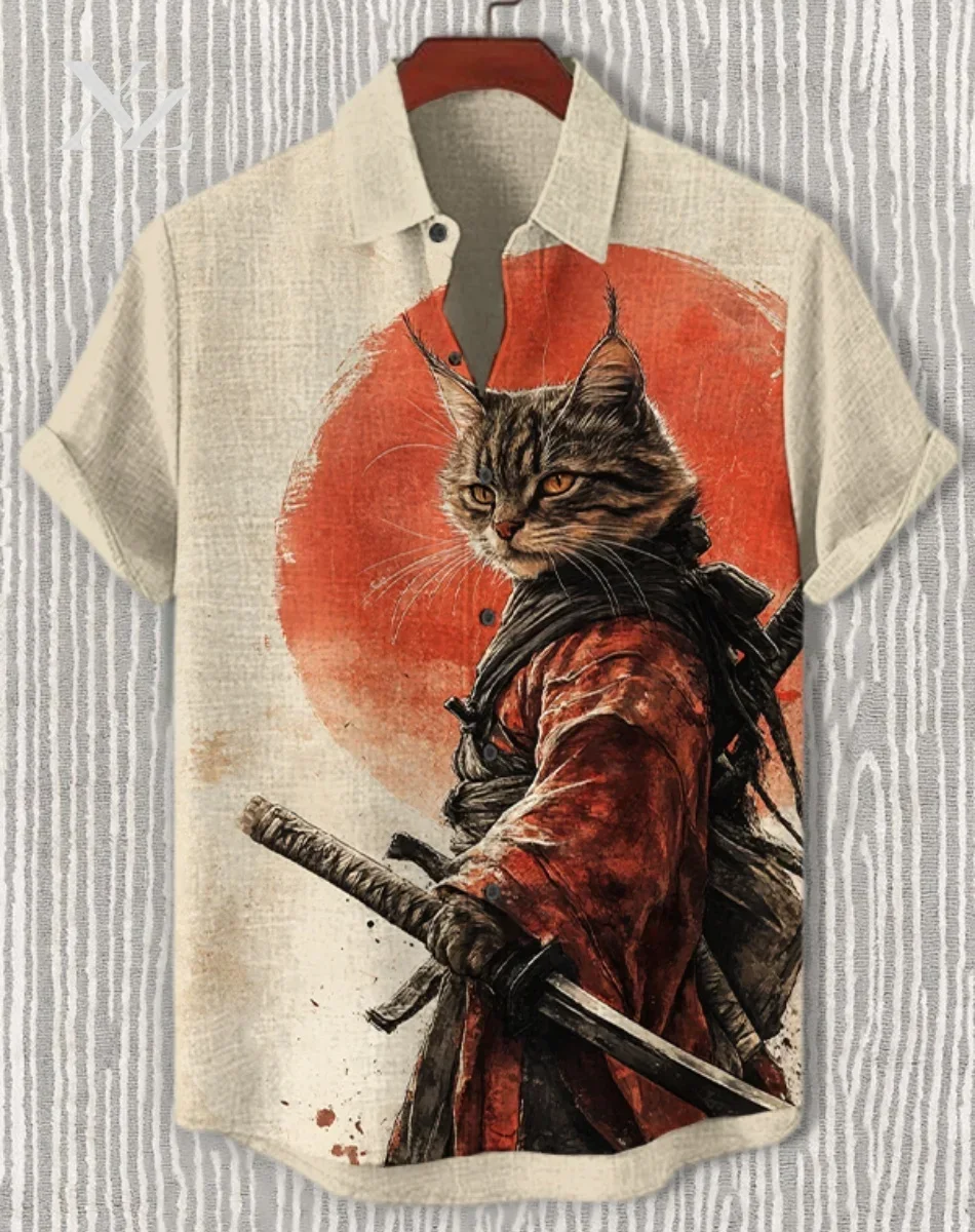 Fashion Men's S Hawaiian Shirt 3D Printed Japanese Cat CAM ulovecat Casual Shirt Summer Short Sleeve T-Shirt Tops Aloha Shirt