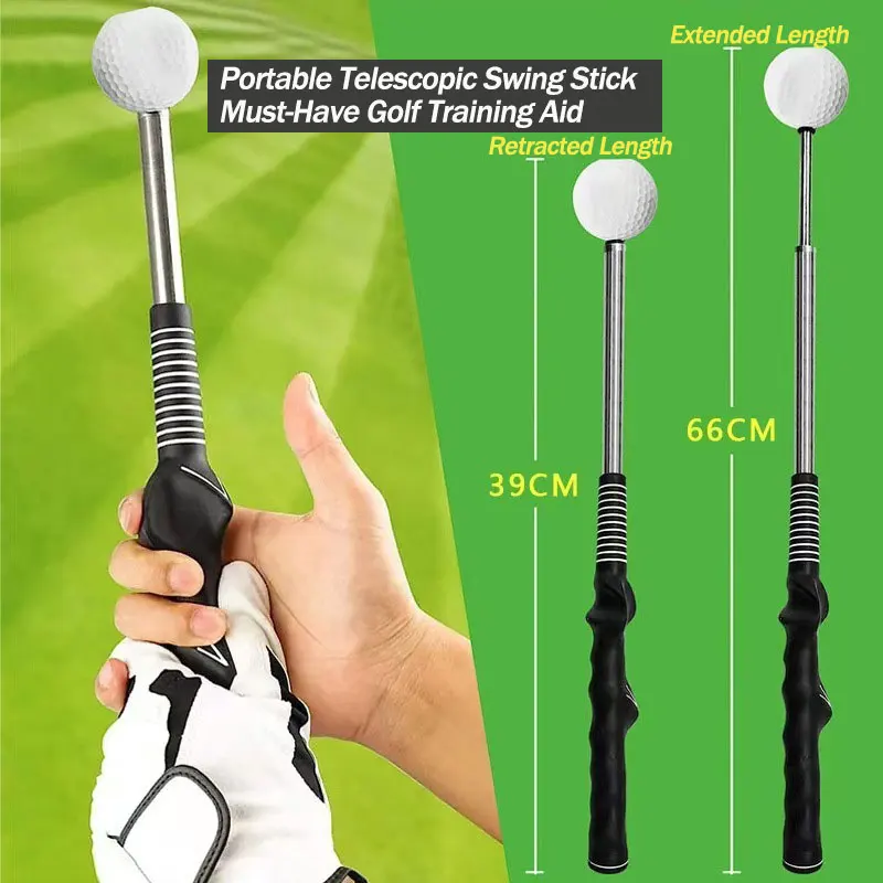 Telescopic Golf Swing Trainer Stick with Rhythm Click Sound, Left/Right Hand Grip Posture Corrector Tempo Training Aid for Begin