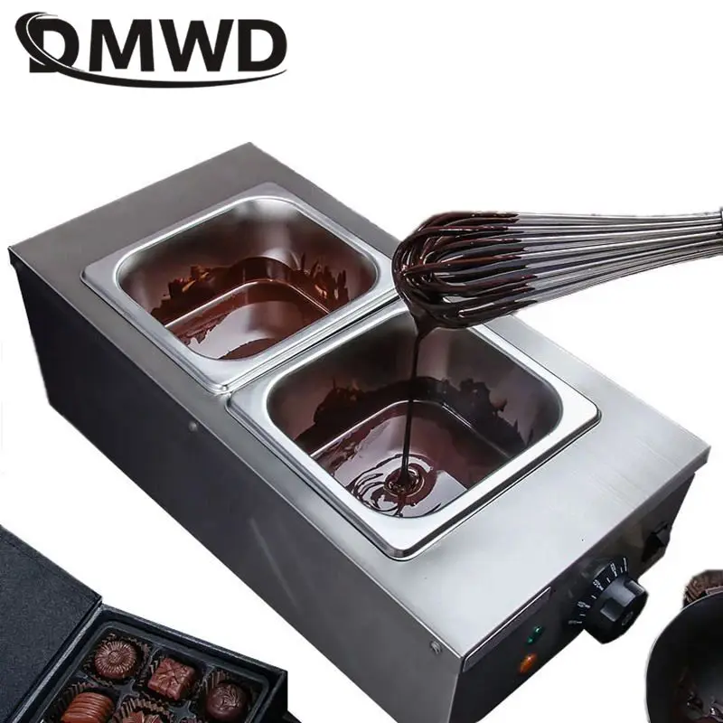 JIQI Chocolate melting pots commercial double hot chocolate dipping melting machine cylinder electric warmer melter 2 Lattices