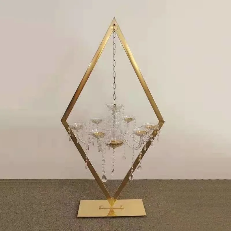 Nordic Iron Rhombic Candlestick Electroplated Decoration Metal Orament