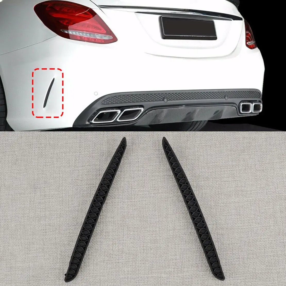 

1 Pair 2058850053 2058850153 Rear Bumper Side Vent Grille Fit for Mercedes-Benz W205 C-Class C63 AMG 2013-2015 2016 2017