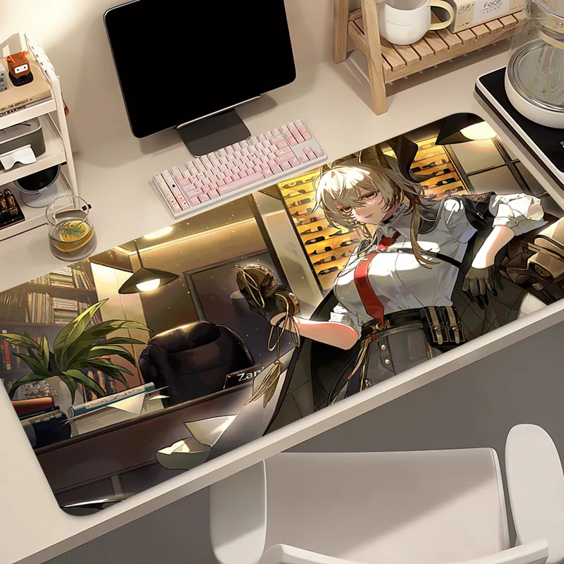 لوحة ماوس ألعاب من السيليكون W-Wuthering W-Waves Zani لوحة مفاتيح كبيرة لوحة ماوس توبوغرافية للوحة المفاتيح مع حصيرة طاولة مضادة للانزلاق