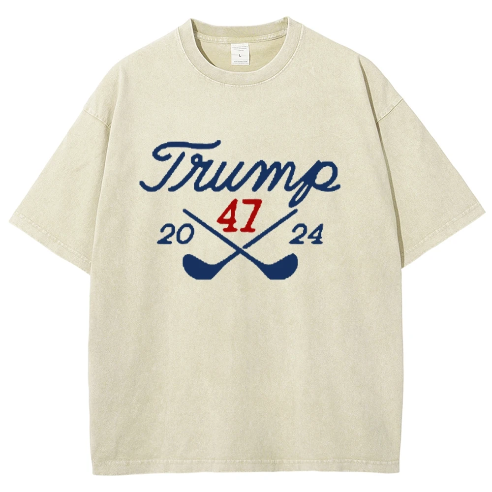 Donald Trump 2024 Vote President Retro Election USA Outfit Washed T-Shirt,S to 5XL,100% cotton,Oversize