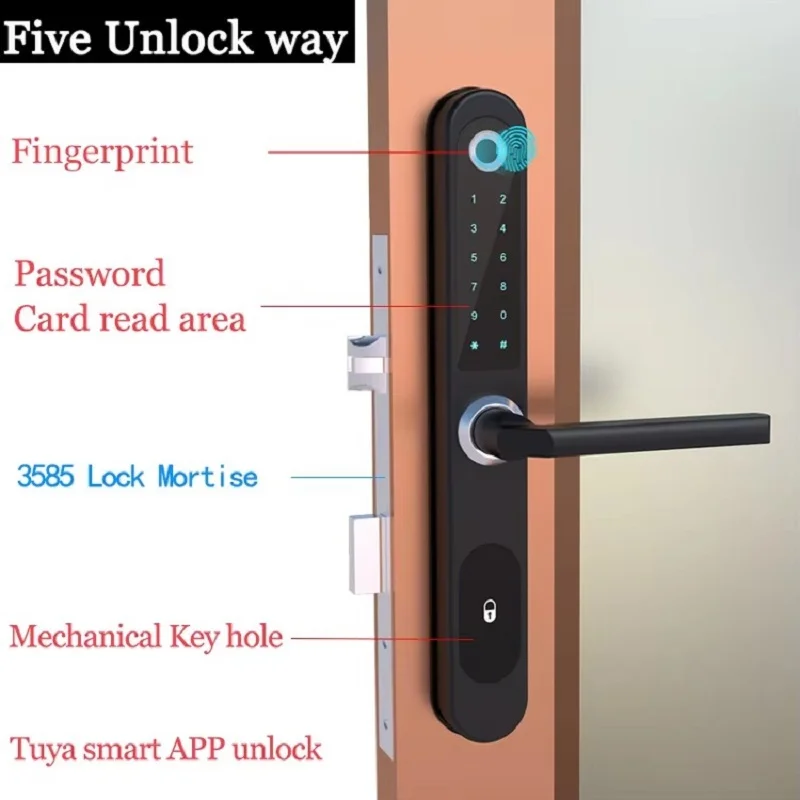 Fingerprint Aluminum Door Lock Rfid Handle Tuya Ttlock Bluetooth Connection Home Sliding Doors Mortise Smart Lock To Israel Door