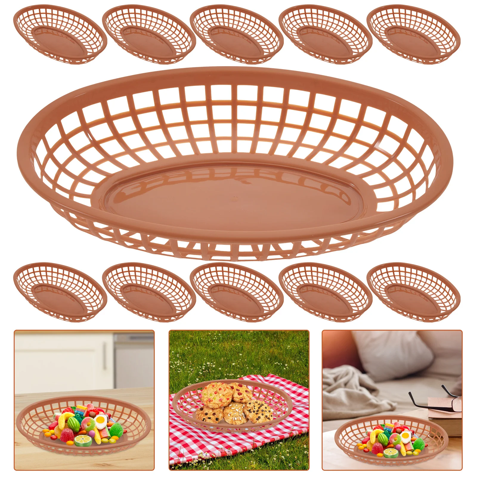 

12pcs Blue Storage Baskets Food Serving Vegetable Fruit Snack Plates Reusable Lightweight