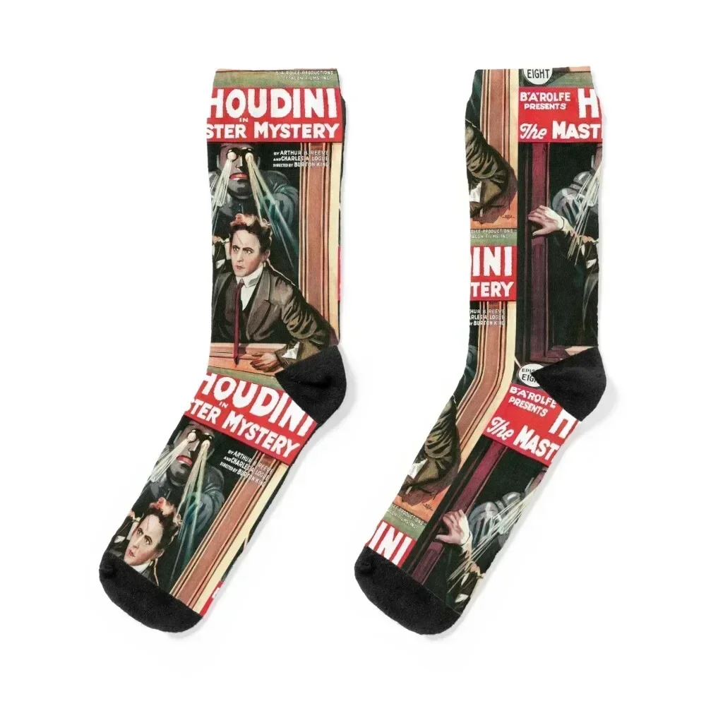 Vintage Movie Poster - Harry Houdini in The Master Mystery (1919) Socks happy cotton luxury football Socks For Man Women's