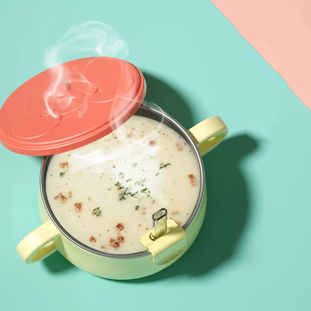 1 قطعة وعاء تناول الطعام للأطفال من الفولاذ المقاوم للصدأ تصميم قابل للفصل بمقبض مزدوج مانع للانزلاق مصاصة سفلية سهلة الوعاء