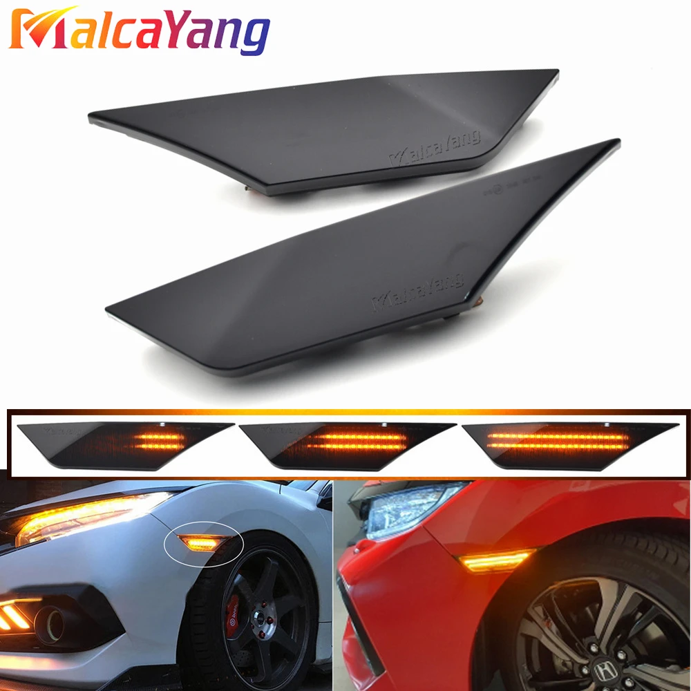 For Honda Civic 10th Gen Sedan/Coupe/Hatchback 2016-2021 LED Running light Side marker Lamps Front Side Marker Turn Signal Light