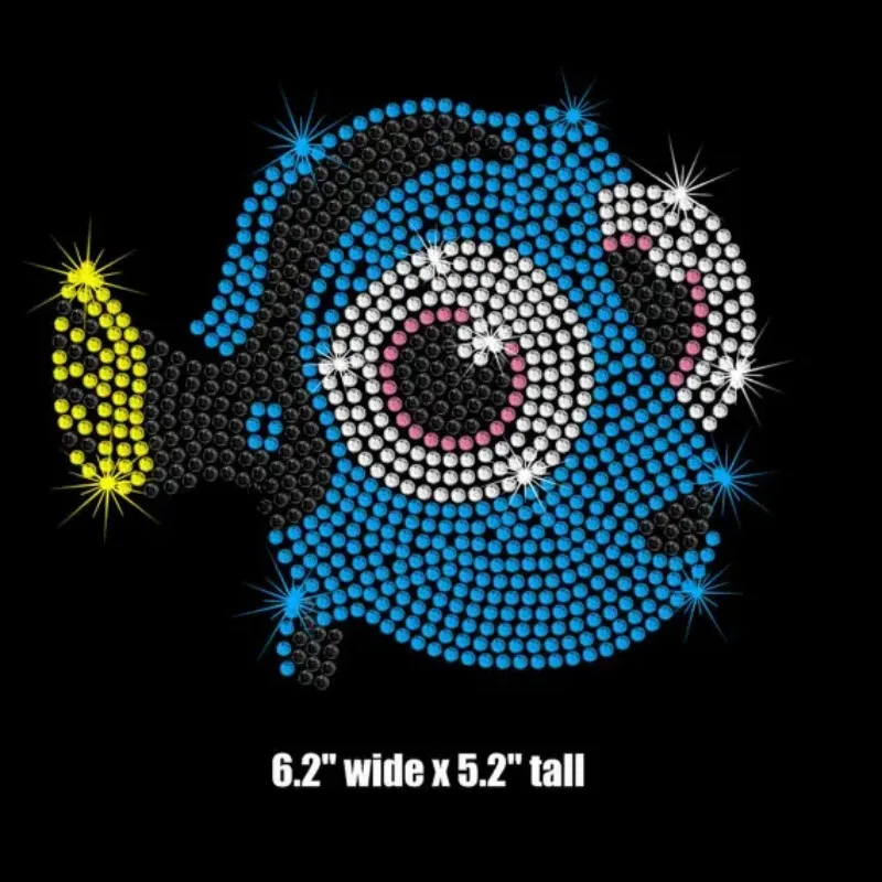 

2pc/lot Fish iron on rhinestone transfer applique patch hot fix rhinestone motif designs applique patches