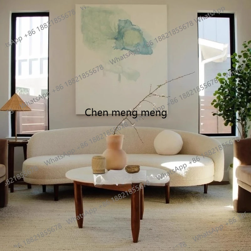 

Small apartment curved sofa living room rest special-shaped cream wind negotiation guest reception