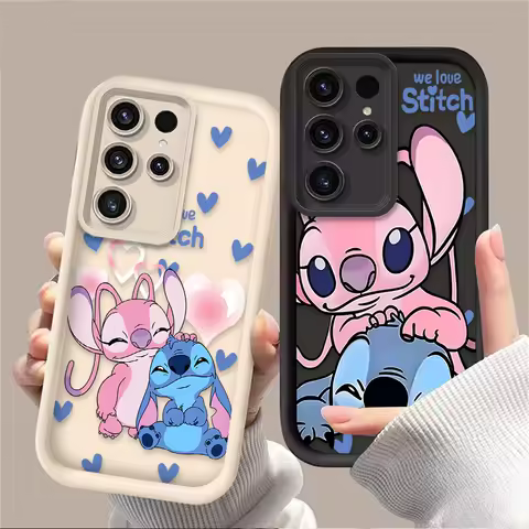 Disney Stitch Angel Love Matte Case For Samsung Galaxy S25 S24 S23 Ultra S22 S21 Plus FE A36 A56 A26 A16 A06 A15 A25 A35 A55 5G