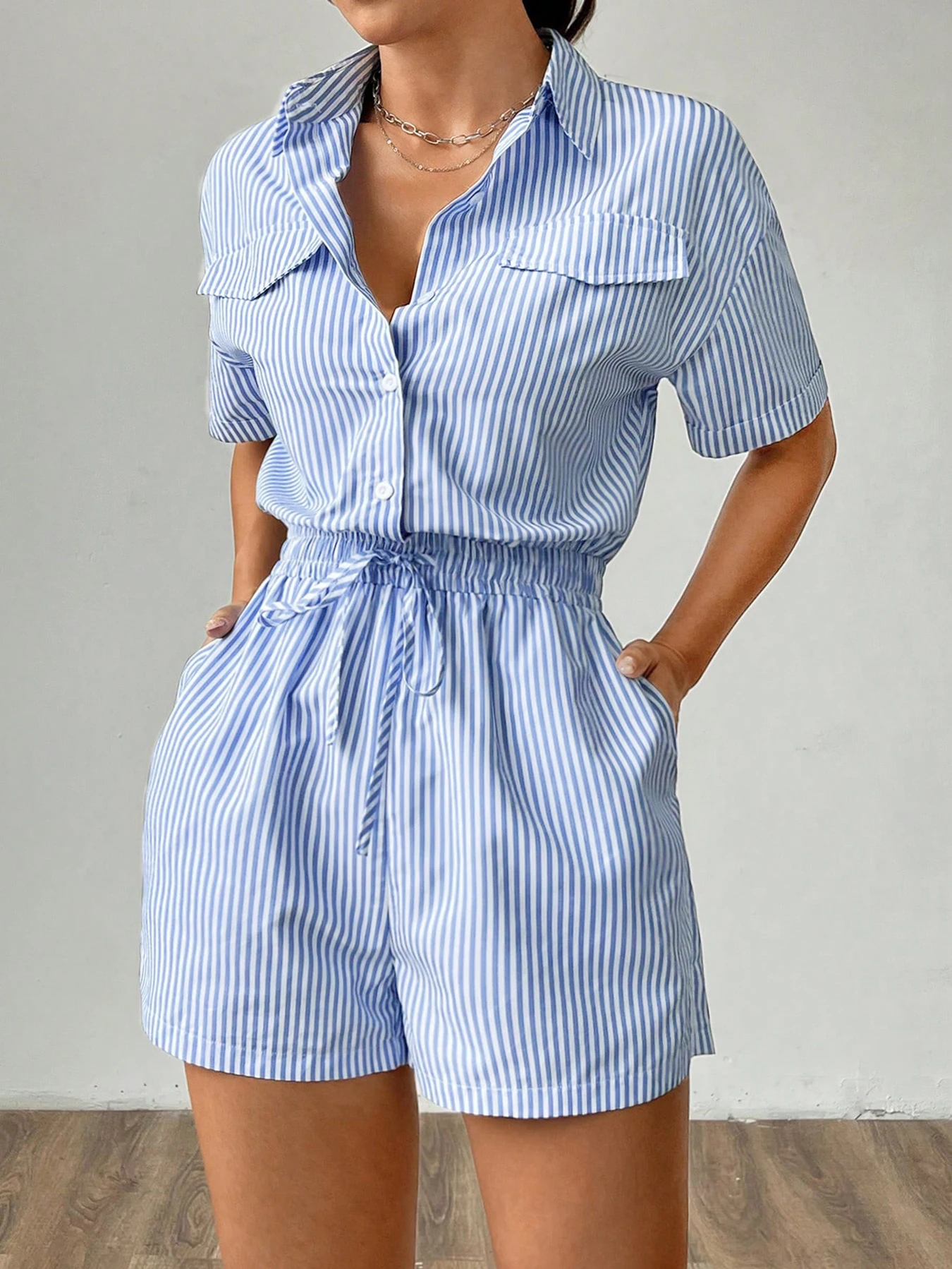 

Striped jumpsuit elegant jumpsuit shorts summer outfit 496