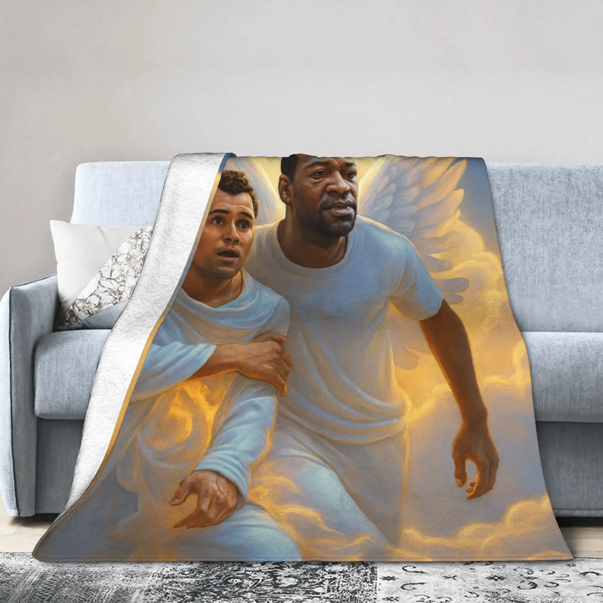 CharlieKirk Angelic Knitted Blanket   Flannel Throw Blankets Airplane Travel Decoration Soft Warm Bedsprea
