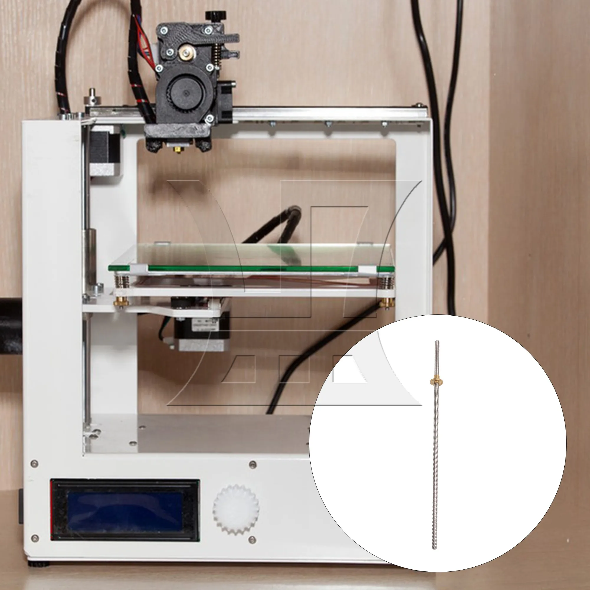 

CNBTR 500mm Length 2mm Stainless Steel Lead Screw with Brass Nut for 3D Printing