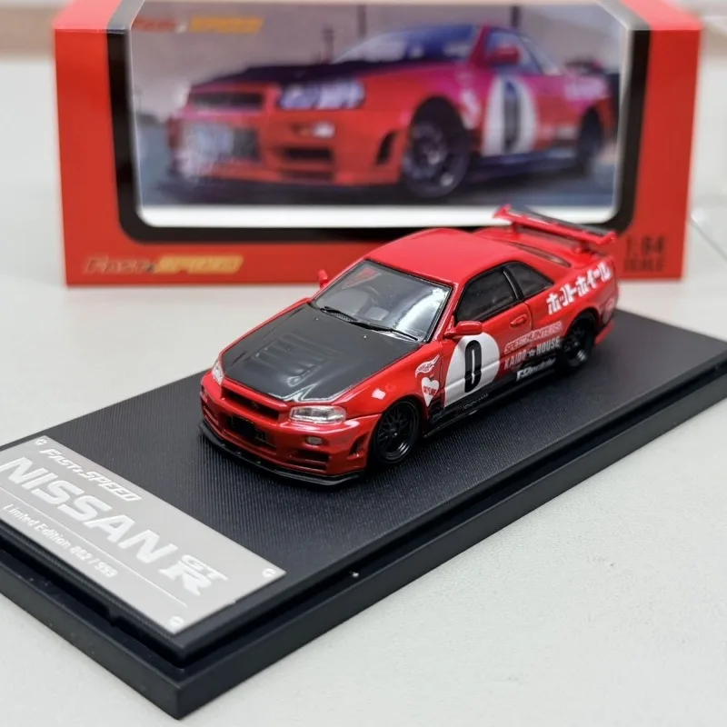 FS 1/64 GTR R34 Z-Tune Alloy Car Static Die Cast Vehicles Collection Model Car Toy