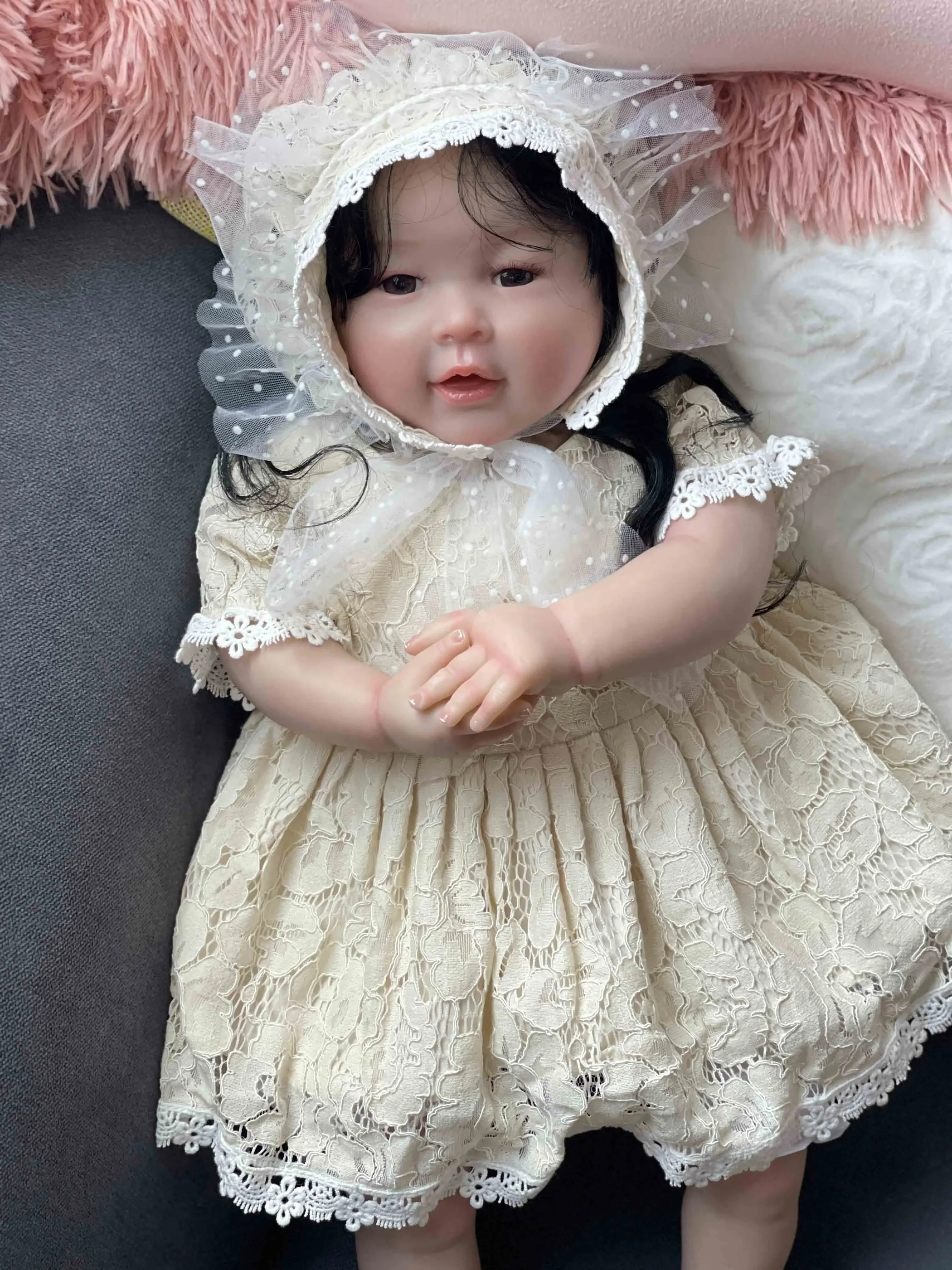 NPK 24Inch Meilien Reborn Baby Doll Toddler Newborn Doll Princess Girl Lifelike Soft Touch 3D Skin Art Doll with Hand Root Hair