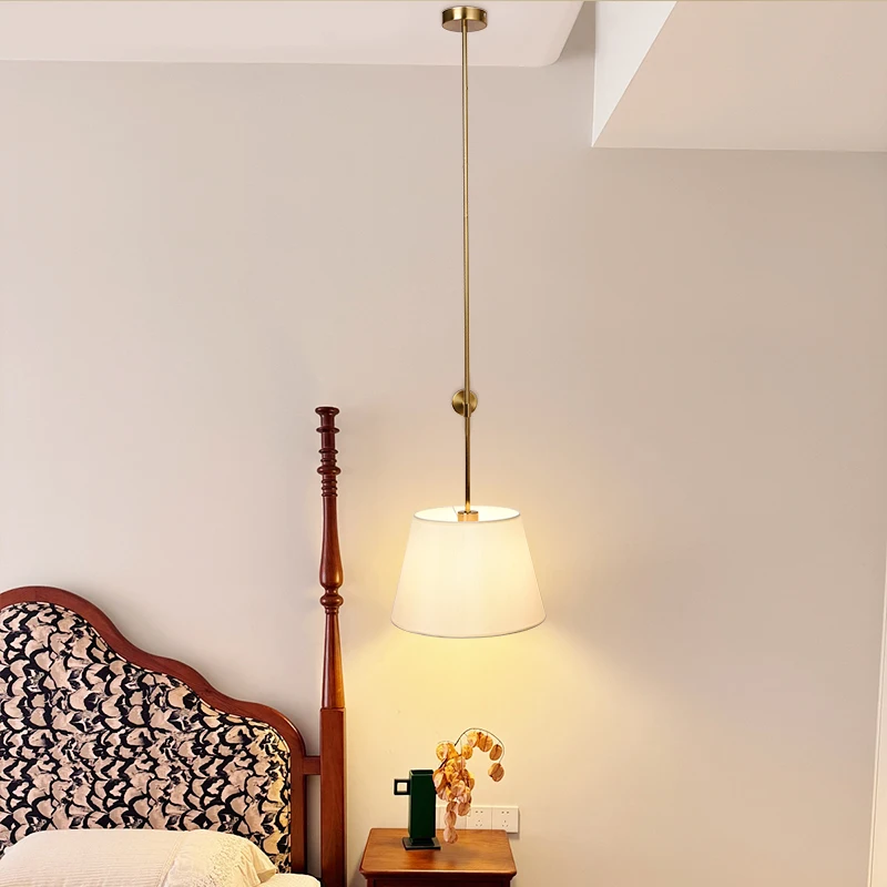 Modern Simple Cloth Lampshade Long Wall Lamp Ceiling Hanging Wall Lights for Bedroom Apartment Hotel