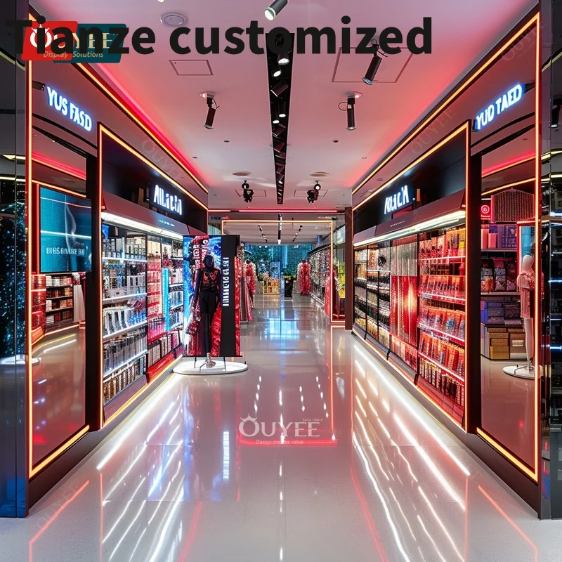 

Customized-Custom Cosmetics Store Display Showcase High End Beauty Display Perfume Kiosk Glass Locked Beauty Display Cases