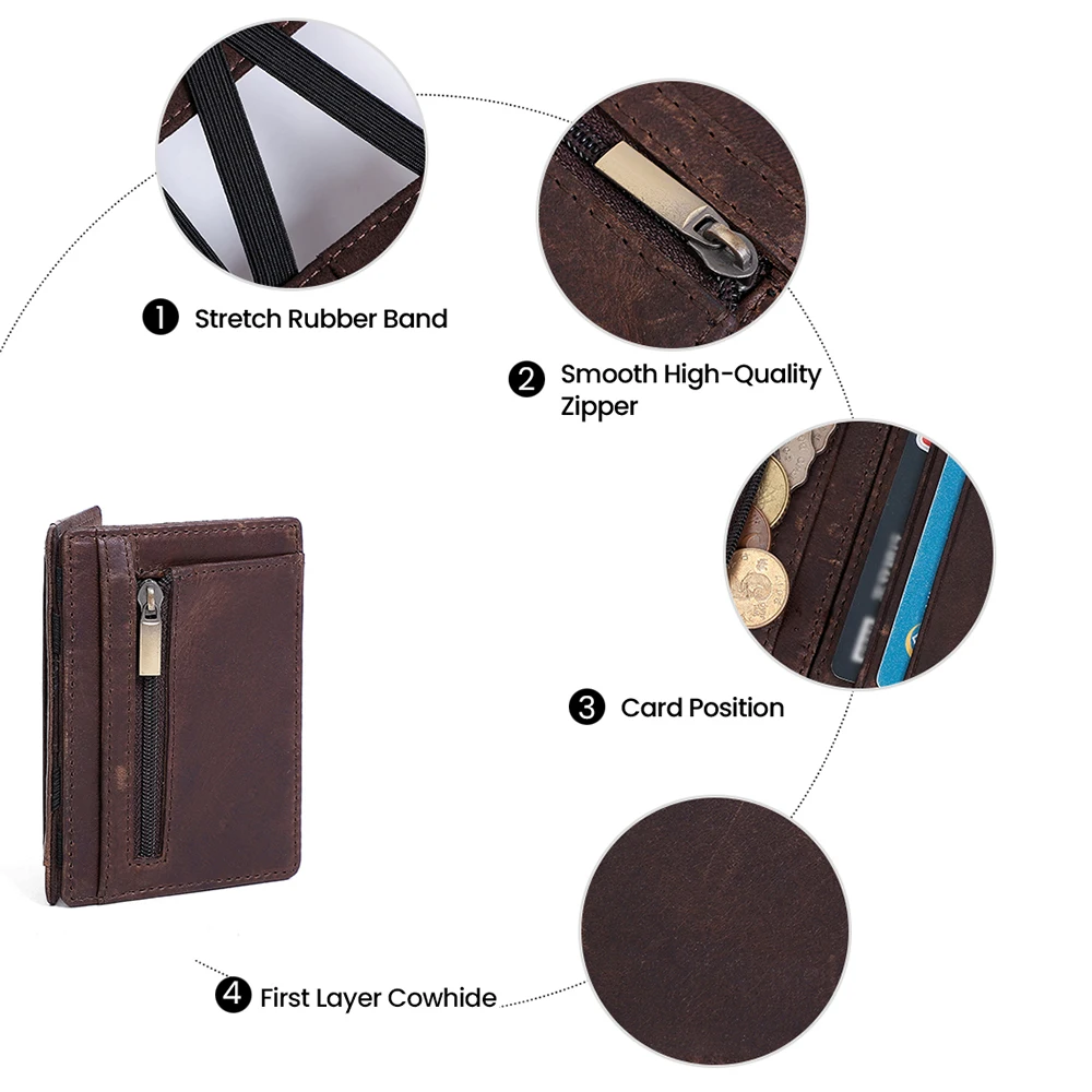 Vintage Genuine Pickup Men's Bag Multifunctional Anti-Theft Card swiping Bag RFID Identification Male Bag Card Case