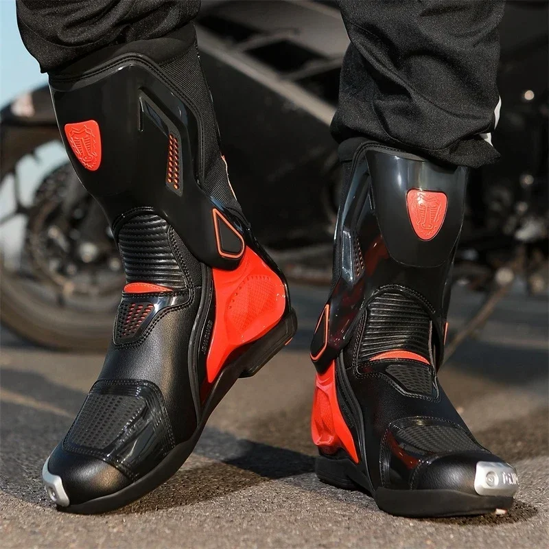 Chaussures de protection professionnelles antidérapantes pour moto tout-terrain, mi-mollet, longues chevilles, résistantes à l'usure, pour motocycliste