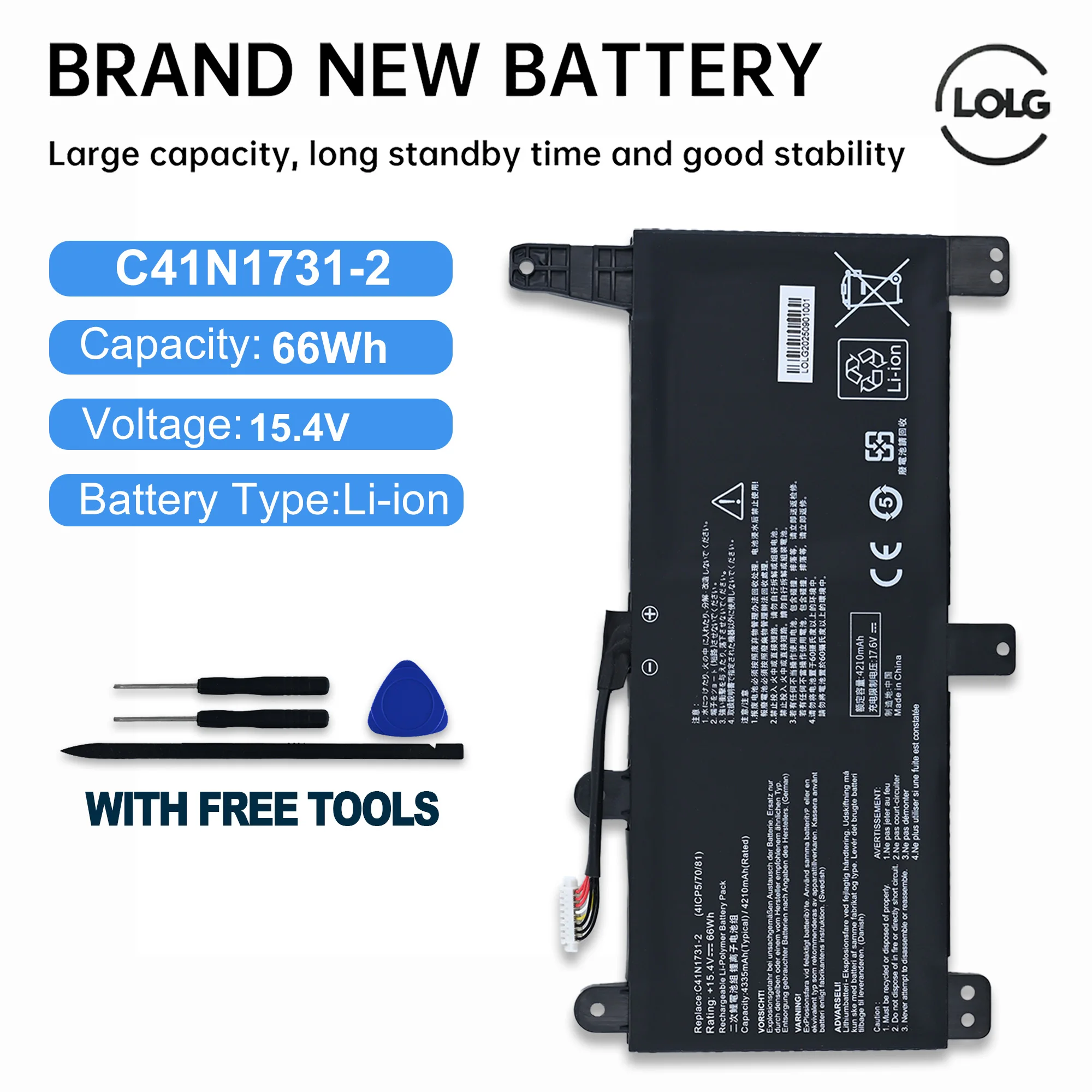 

Аккумулятор для ноутбуков ASUS ROG Strix Scar/HERO II G712 G732 G731 GL504GW GL504GS GL504GM GL704 GL704GW GL704GV, модель LOLG C41N1731