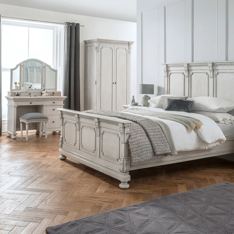 solid wood simple dresser bedroom dressing table  retro white Internet celebrity high-end