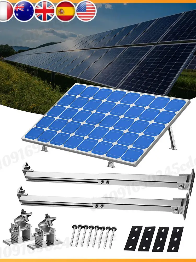 

Solar Panel Mounting Rack Aluminum Alloy Solar Holder End Clamp Kit Adjustable Solar Panel Mounting Bracket 15-30 Degrees