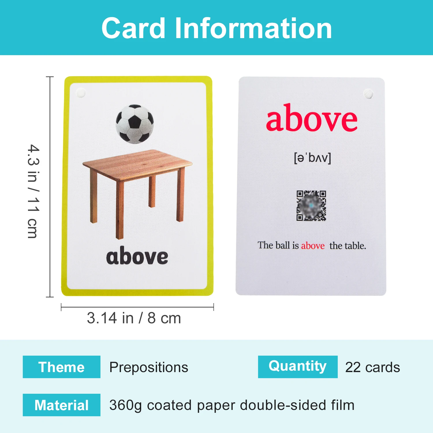 Prepositions Adjective Verb Learn English Words Cards Grammar Vocabulary Educational Flashcard Language Learning Toy Montessori