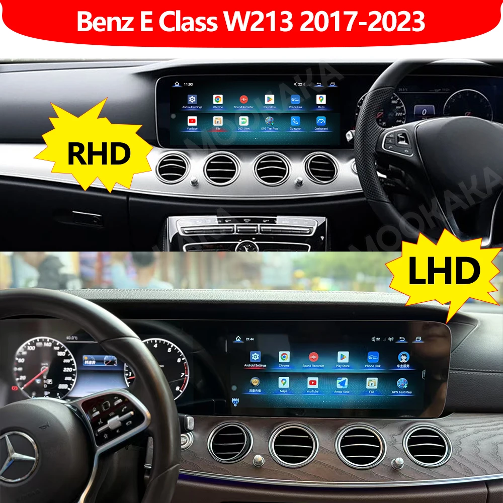 Qualcomm Dual Screen Carplay Android For Mercedes-Benz E Class W213 2017-2023 Car GPS Navigation Head Unit Multimedia Player BT