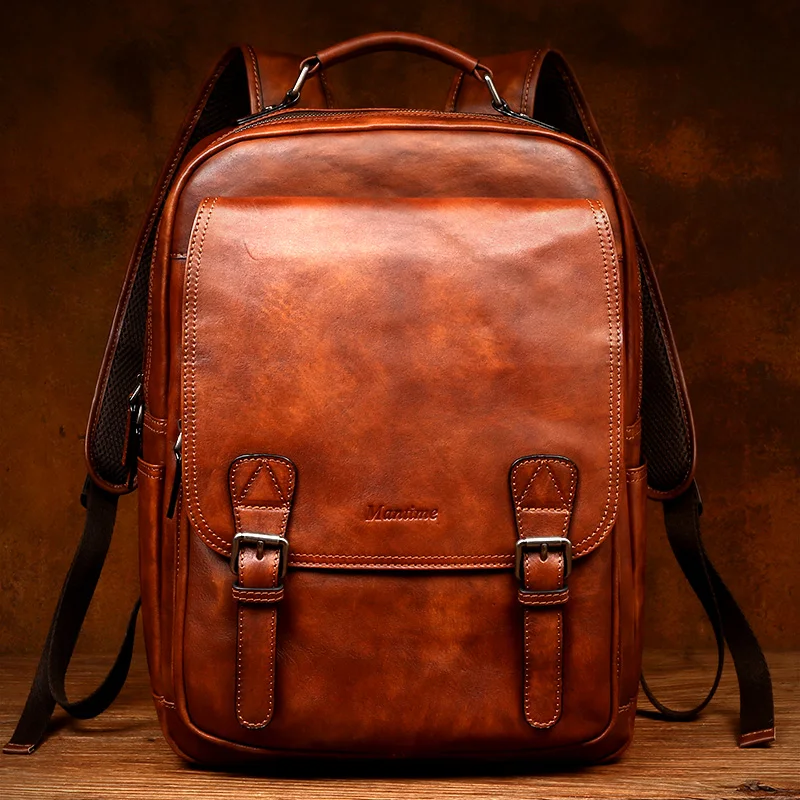 

Vegetable tanned cowhide backpack leather large-capacity leisure computer backpack for men and women leather travel bag