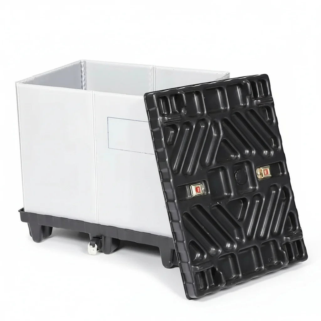 Collapsible Gaylord Box, 1200x1000x810mm HDPE Plastic Sleeve Box, Heavy Duty Folding Pallet Container, Industrial Shipping Box