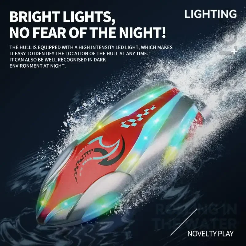 2.4G Mini RC Stunt Roll Boot Koel Licht Draaibaar Onderwater Afstandsbediening Speedboot Kinderen Zwembad Competitie Spel Speelgoed Jongen Geschenken