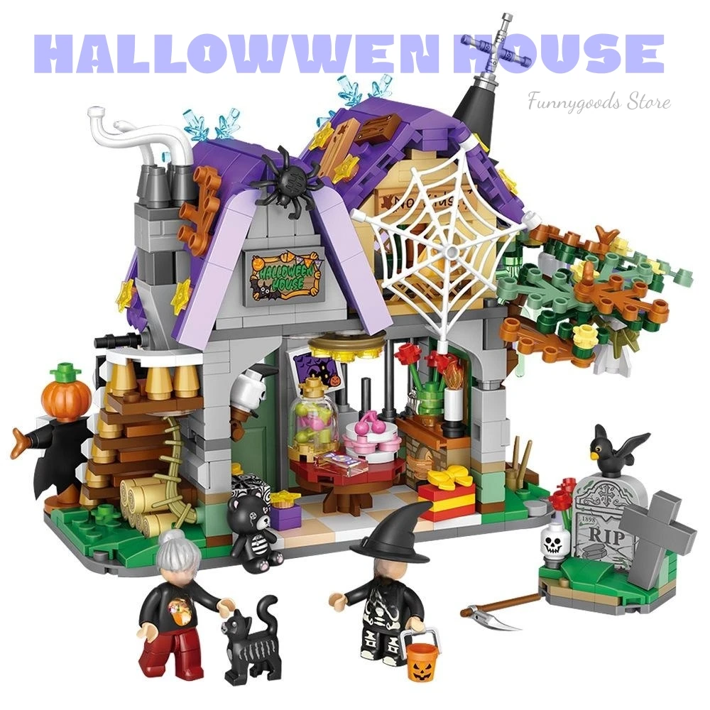 Get Your Own Halloween Scene Special House Building Blocks For Holiday Exquisite Decoration Toys Perfect Gift