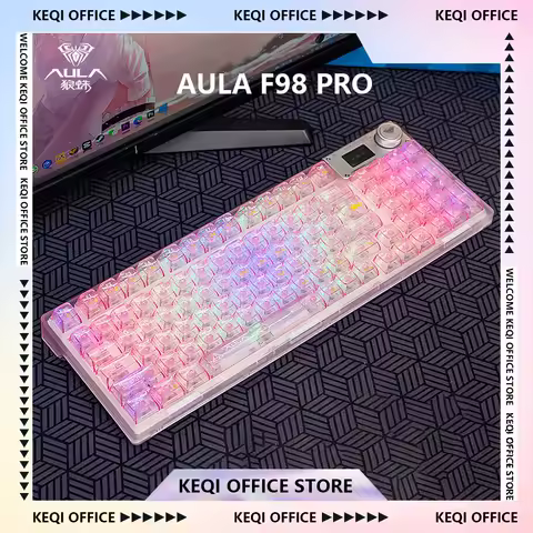 AULA F98 Pro Mechanical Keyboard Wireless Bluetooth 3-mode Hot-swap Customized Transparent Keycaps RGB E-sports Game Keyboards