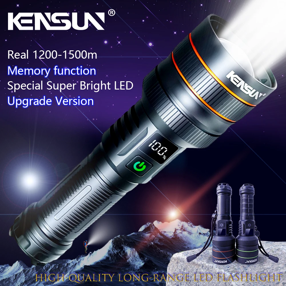 High Power LED Flashlight USB Rechargeable Powerful Tactical Torch Strong Light Lantern Super Long Range Lamp Outdoor Fishing