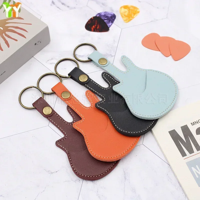 PU Leather Key Chain Guitar Picks Holder Keychain Plectrums Bag Case Supplies Guitar Strap  Guitar Neck