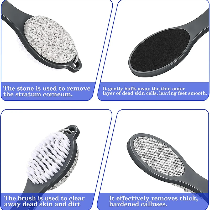 5Pcs Foot Scrubber Brush With Pumice Stone For Feet Callus Remover Pedicure Tool | 4-in-1 Foot File Dead Skin Remover Foot Care