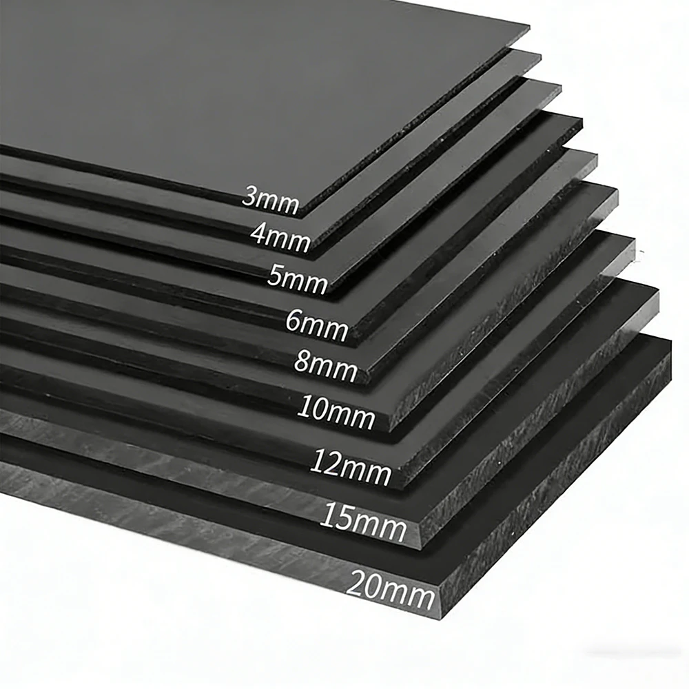 1-5 Piezas de Plástico ABS, Lámina de Material para Modelismo, Grosor de 0.5mm/0.8mm/1mm/2mm/3mm/5mm-10mm, Color Negro, para Accesorios de Modelismo DIY
