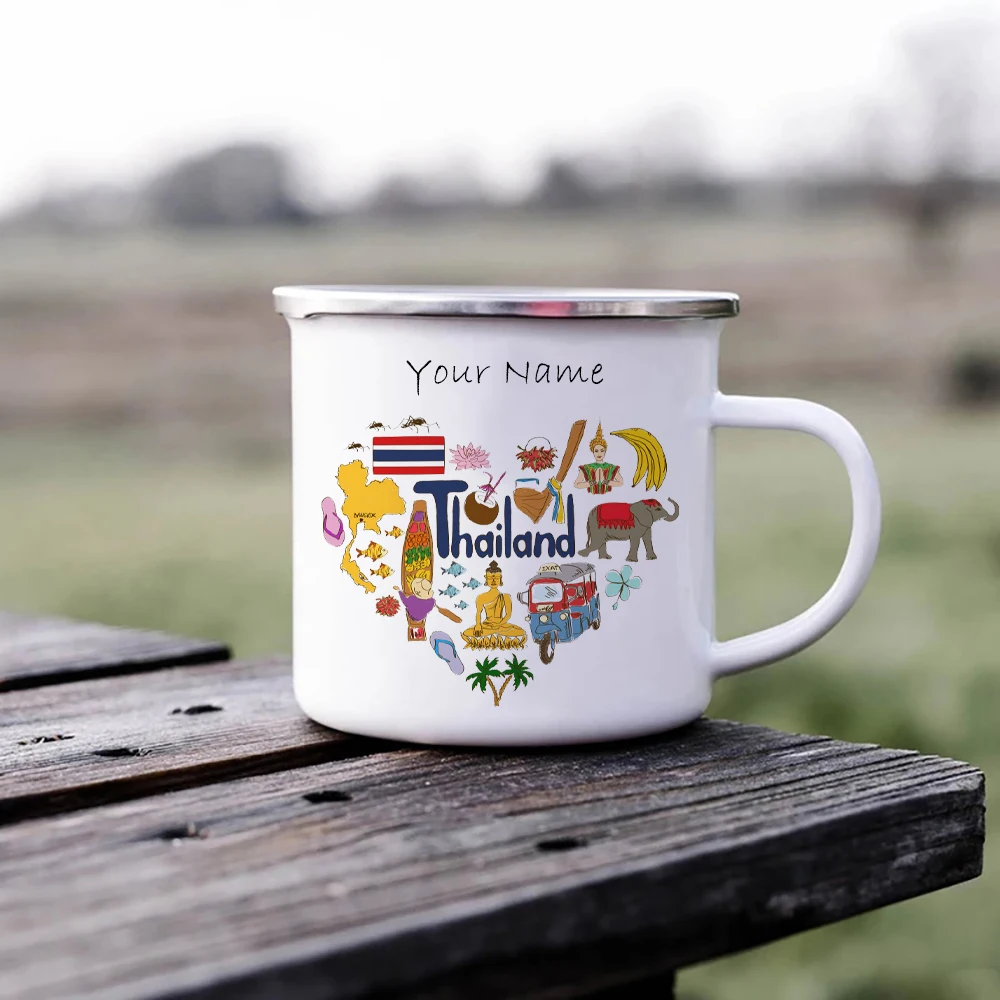 Creative Thailand Customized Enamel Mug Beer Cup for Coffee Mugs Your Text Printed on the Metal Cup Sent. Very Cool Gift. Cupshe