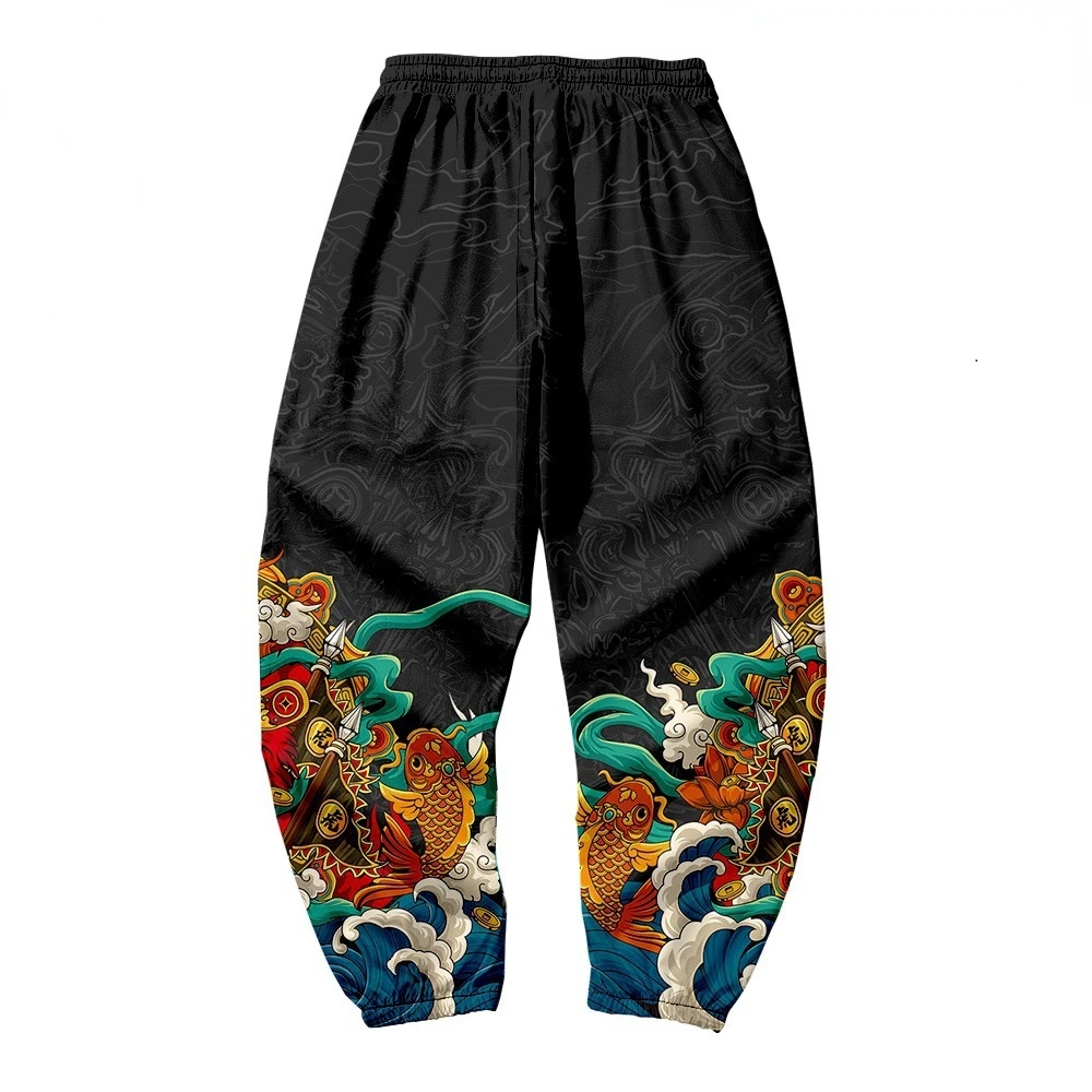 Hip Hop Anime Cartoon Tiger pantaloni della tuta uomo Multi tasca pantaloni Cargo lunghi moda pantaloni Jogger Streetwear pantaloni larghi Plus Size