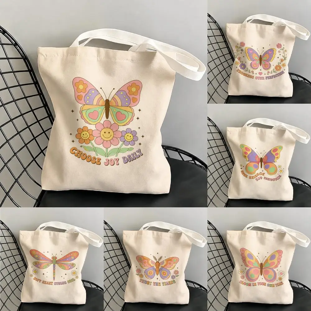 Seek Balance Not Perfection Storage Bags Large Capacity Canvas Tote Bag Double-Sided Print Shoulder Handbag for Daily Shopping