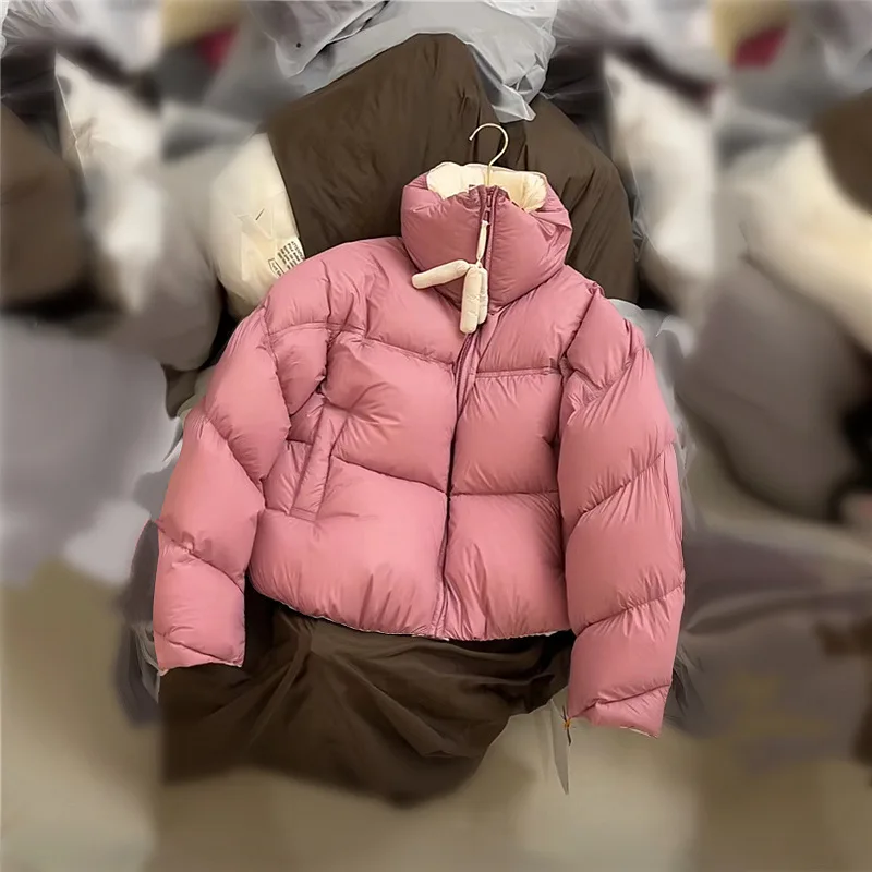 [EWQ] Turtleneck Long Sleeve Zipper Short Down Jacket Thickness And Keep Warm Women Winter Outerwears 2024 Autumn New 16O2641