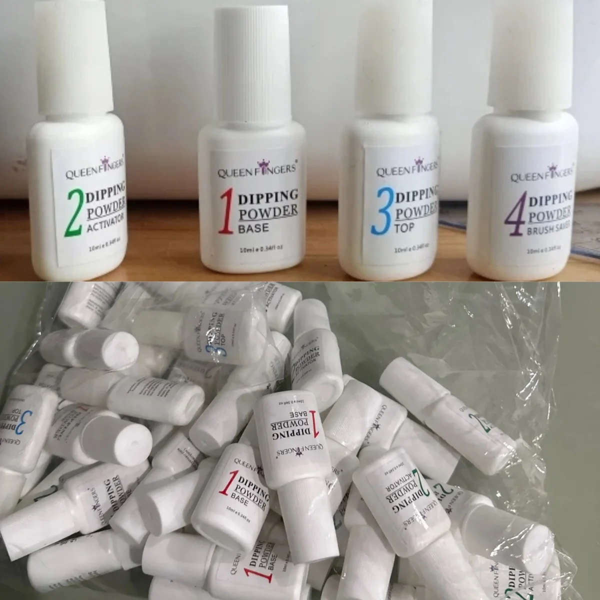 Juego de Gel líquido en polvo de inmersión, 4 piezas, 10ml, con capa superior Base, activador y ahorrador de pinceles, Kit esencial (pasos 1-4) * y