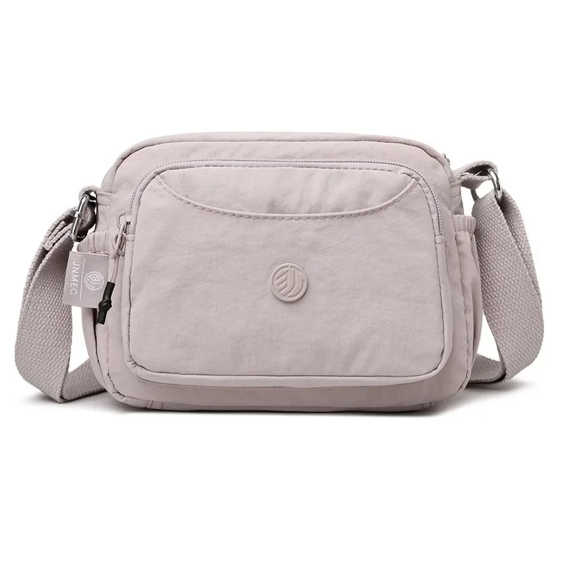 Leichte Nylon-Umhängetasche mit verstellbarem breitem Riemen, mehrschichtige Handtasche, Schultertasche, Messenger-Tasche für Damen im Alltag – Detail 16