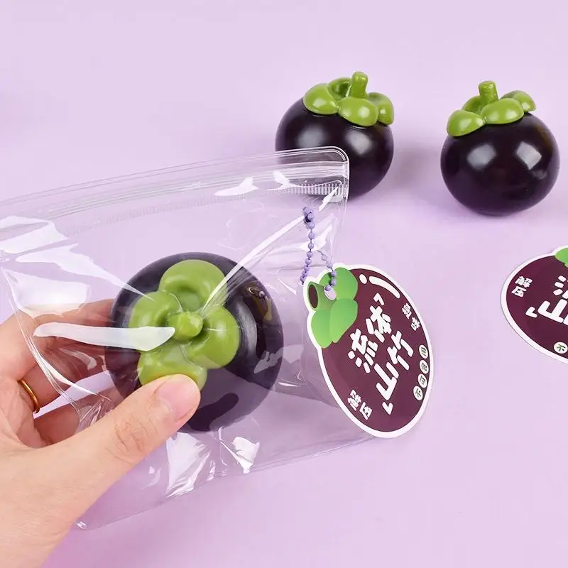 Simulated Mangosteen Slow Rebound Squeeze Toy, Fruit Stress Relief Fidget Ball as Birthday and Holiday Presents