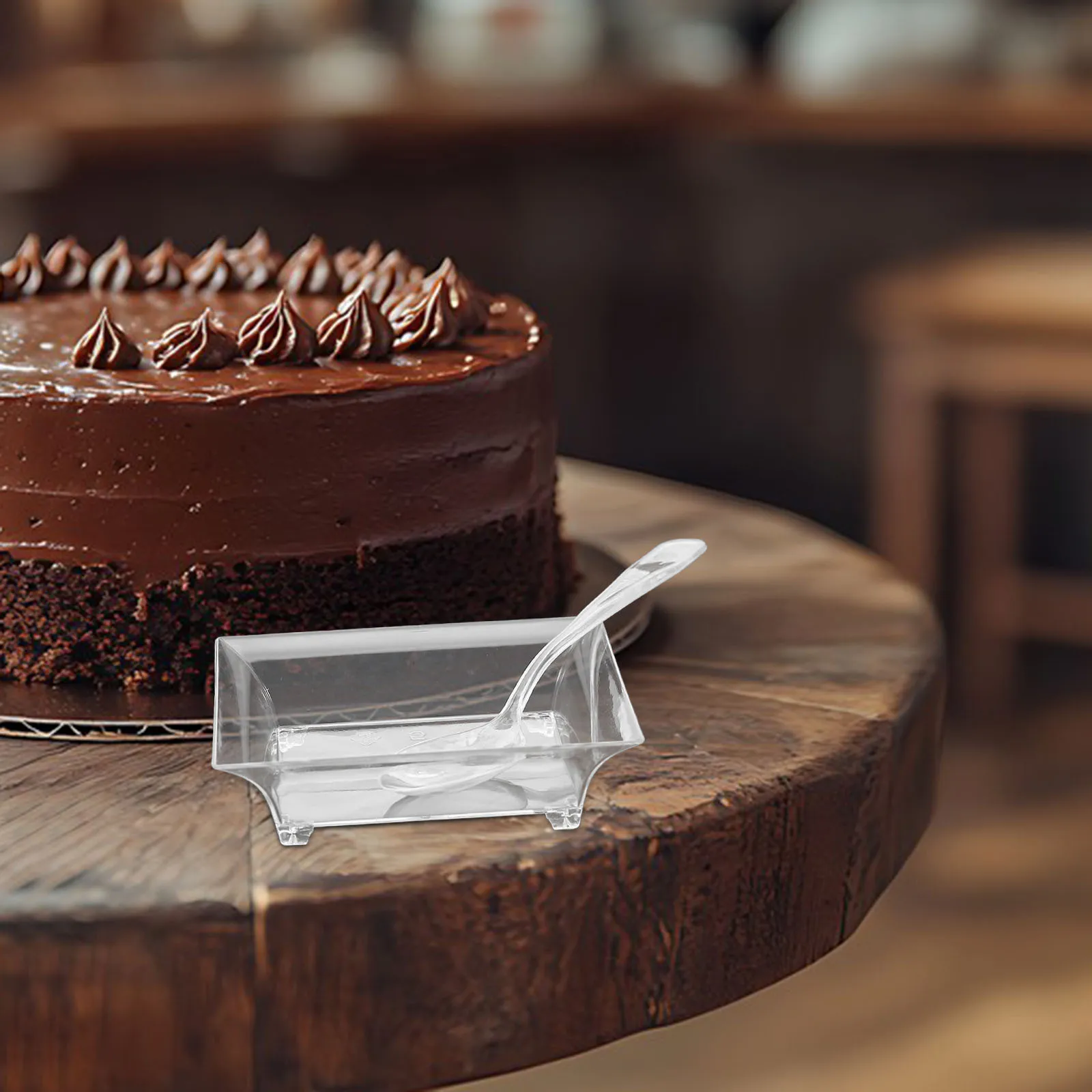 

100Pcs Clear Plastic Square Dessert Plates Mini Party Snack Trays 6.2x4.5x1.6cm Wedding Birthday Clear Square Plates