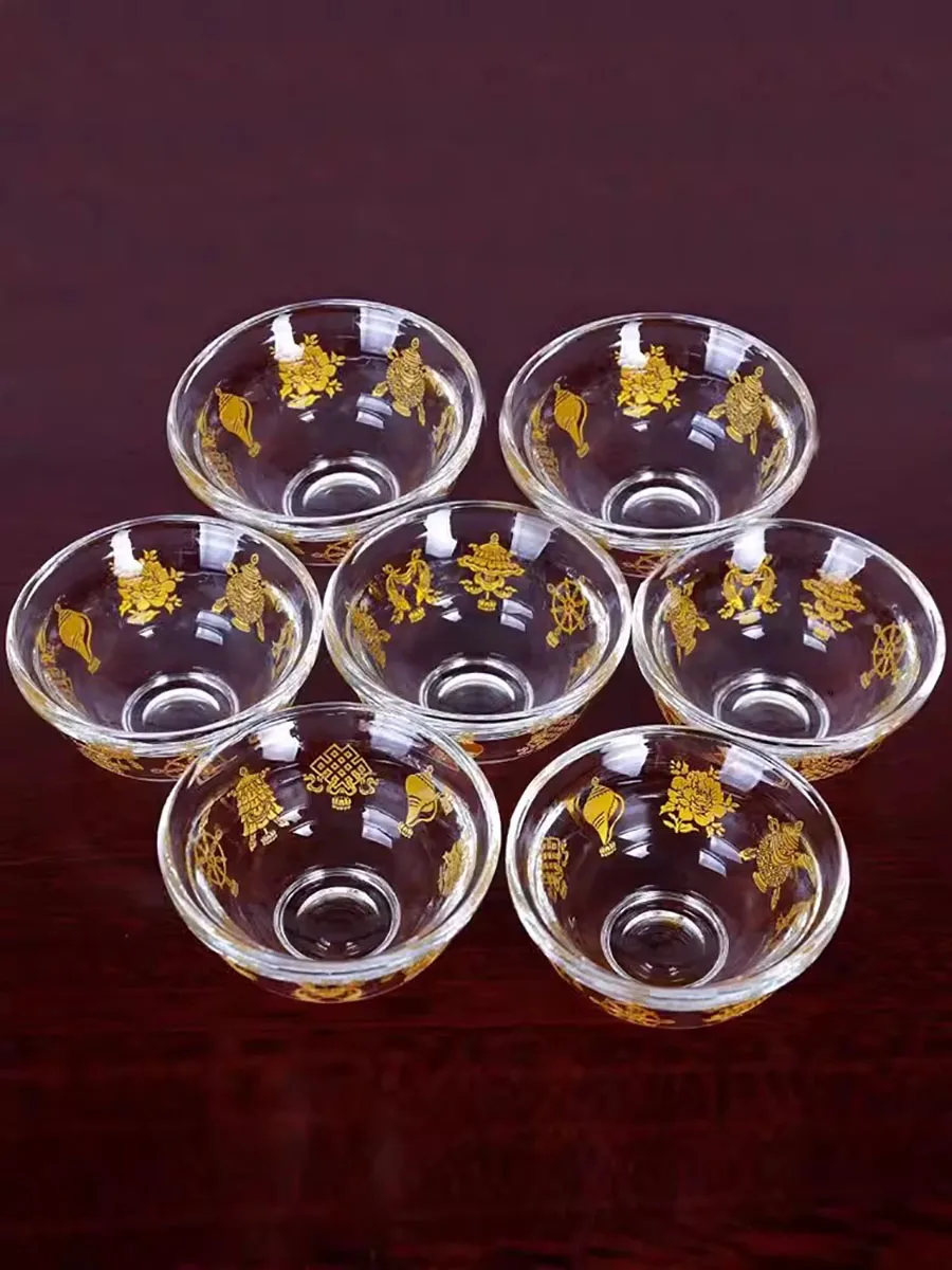 Crystal Auspicious Water Bowl, Tibetan Buddhism for the Cup of Water Cup, Buddha Supply Bowl, Single 8, 9cm