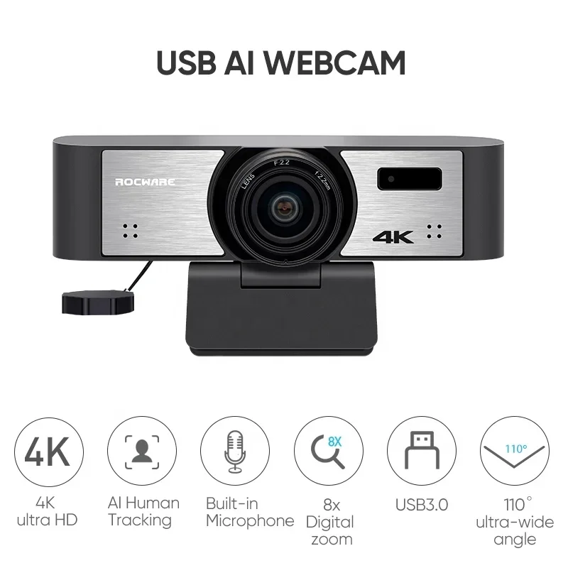 Best Professional AI Auto Tracking And Auto Framing Real 4K Video Camera With Lens Hood Tool SET For Vlogging